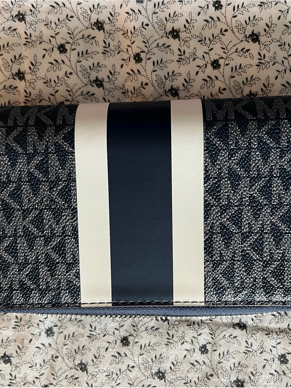 Michael Kors Navy Stripe Logo Purse and Wallet Set